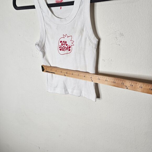 Ian Charms White Crop Scoop Neck Sleeveless Tank Top Red Ian Charms Logo Small - Picture 6 of 7